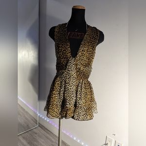 Dolce & Gabbana cheetah print silk peplum shirt